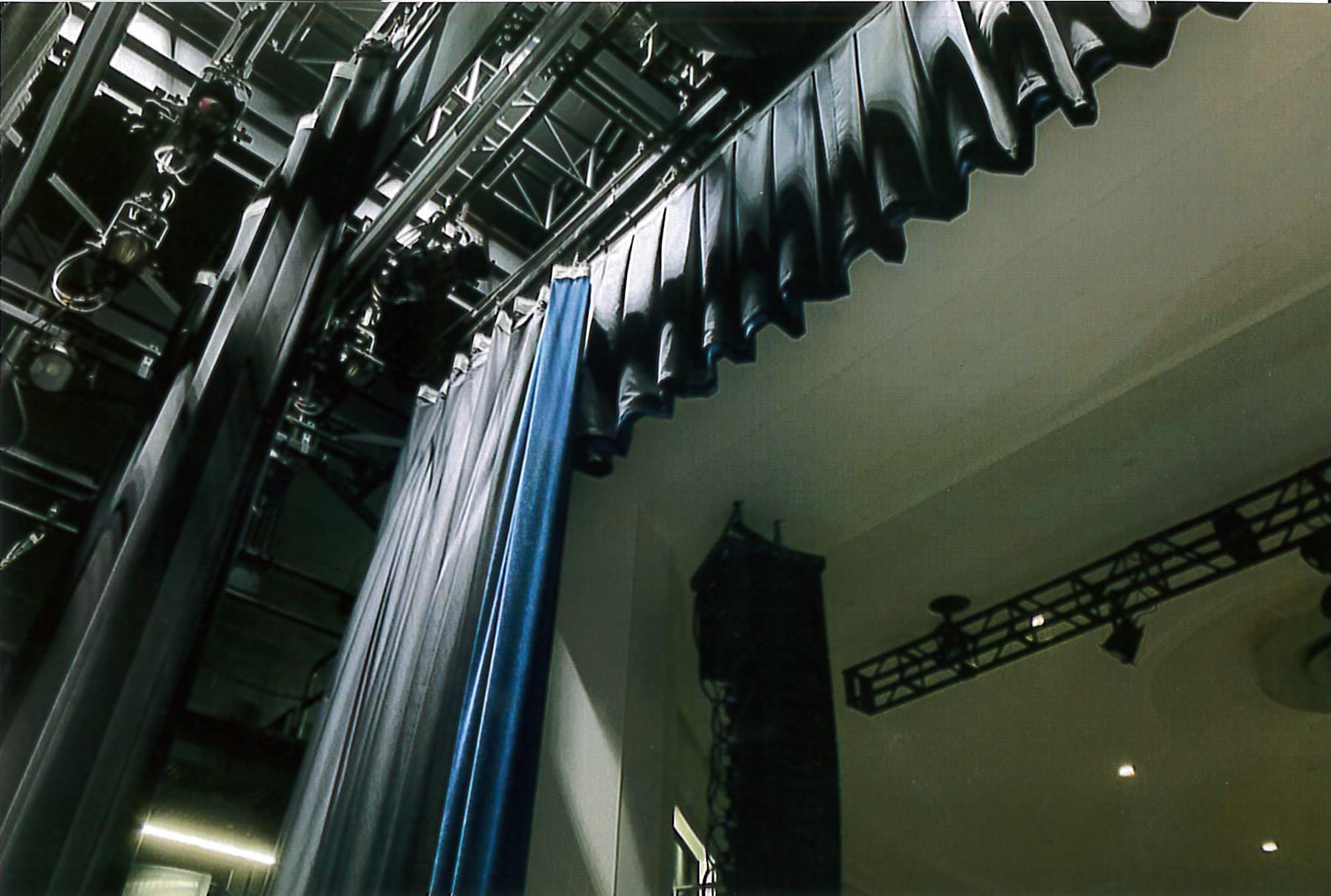 After Presidio view of stage curtains and lighting